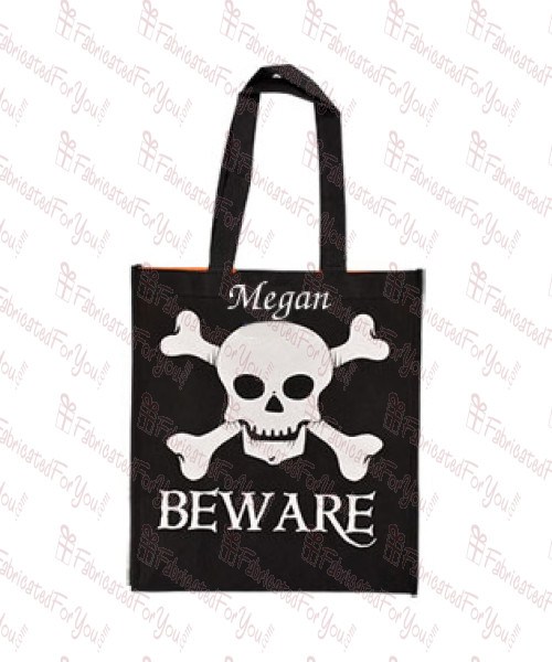 Skull and Bones Black Trick or Treat Bag