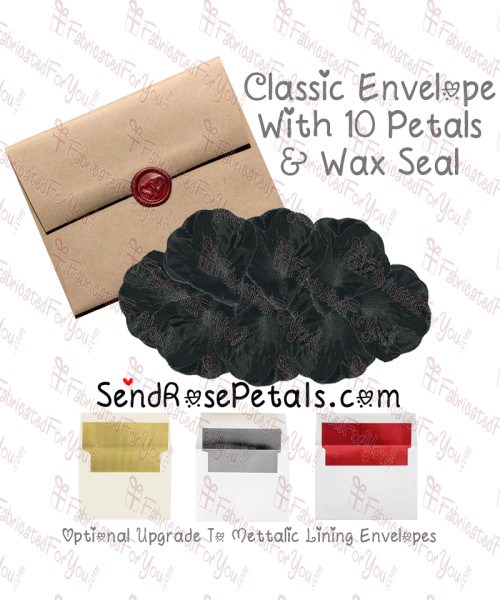 10 Silk Black Rose Petals With Wax Seal