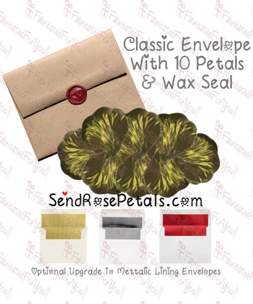 10 Silk Gold Rose Petals With Wax Seal