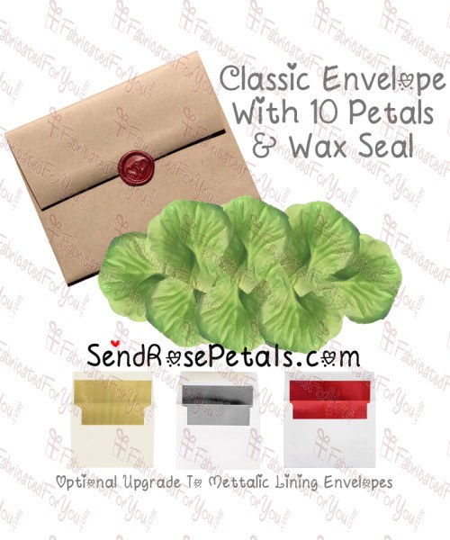 10 Silk Green Rose Petals With Wax Seal