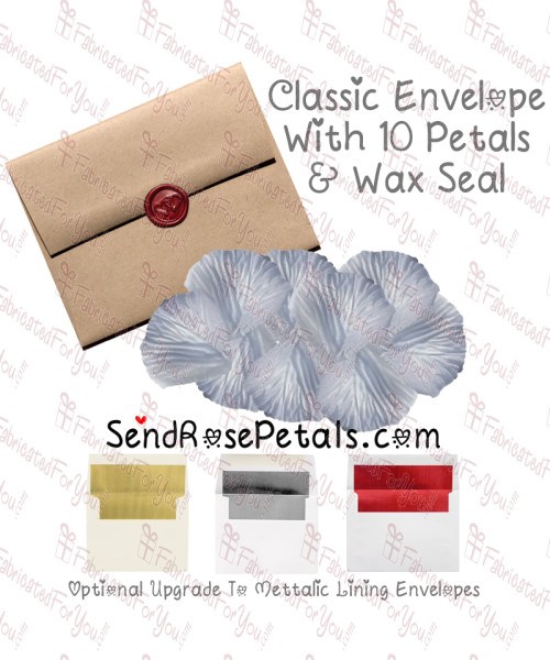 10 Silk Light Blue Rose Petals With Wax Seal