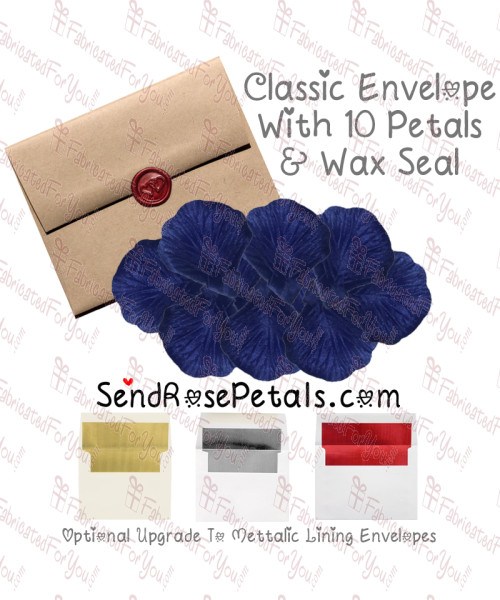 10 Silk Navy Blue Rose Petals With Wax Seal