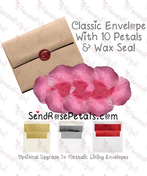 10 Silk Rose Pink Rose Petals With Wax Seal