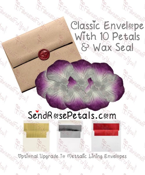 10 Silk Purple Fade Rose Petals With Wax Seal