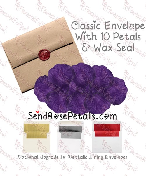 10 Silk Purple Rose Petals With Wax Seal