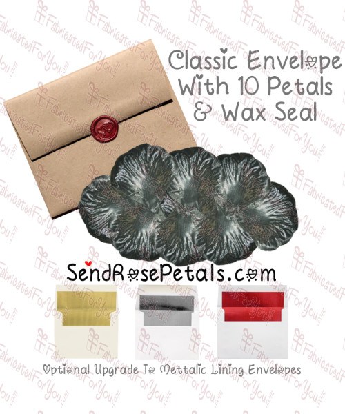 10 Silk Silver Rose Petals With Wax Seal