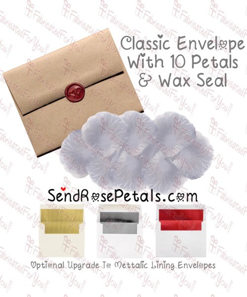 10 Silk White Rose Petals With Wax Seal