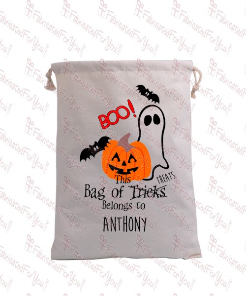 BOO with Ghost, Pumpkin & Bat - Bag Of Tricks