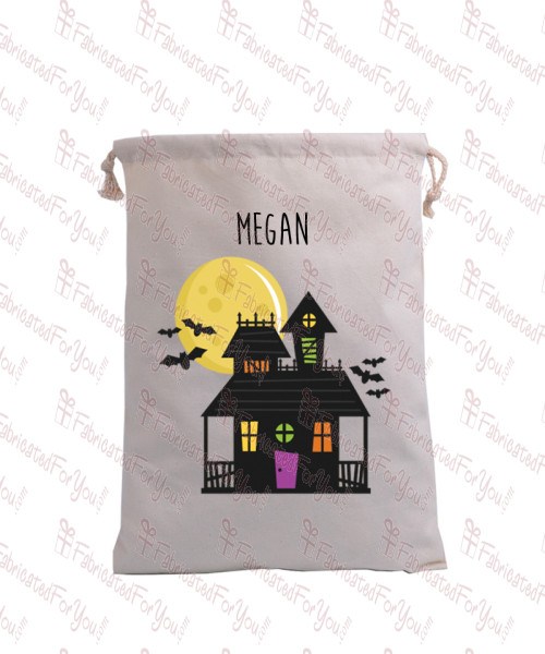Colorful Haunted House Trick or Treat Bag