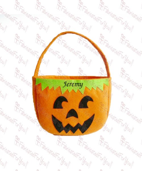 Round Pumpkin Green Top Felt Bucket
