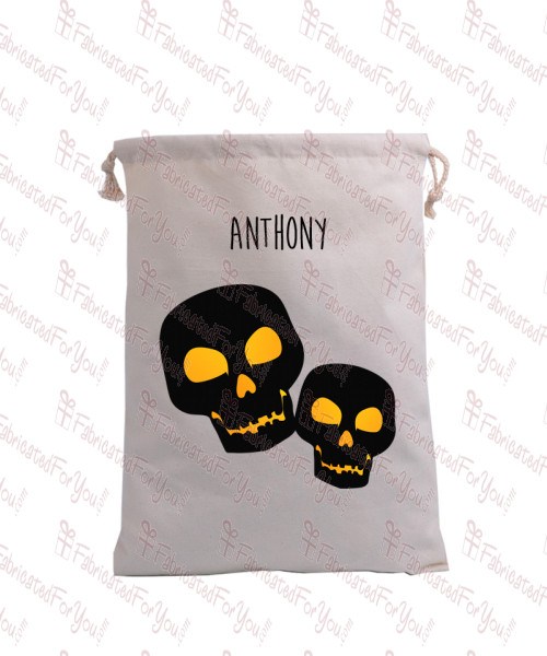 2 Skulls Trick or Treat Bag