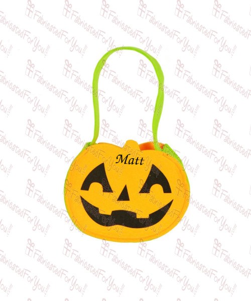 Orange and Green Pumpkin Felt Bucket