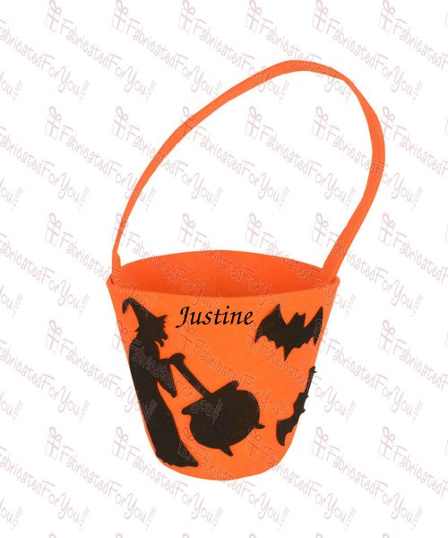 Witch and Cauldron Felt Bucket