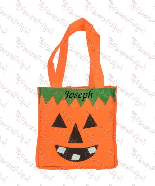 Square Pumpkin Green Top Felt Bucket