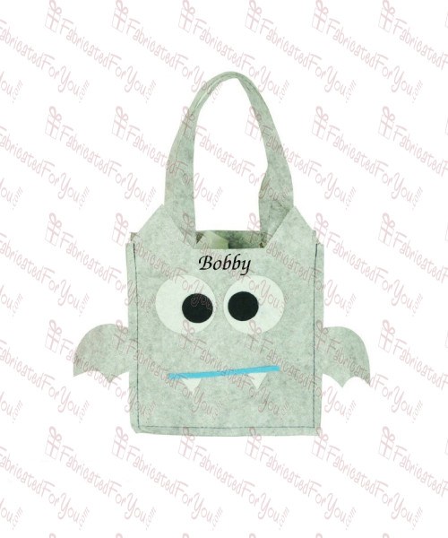 Grey Bat With Wings Felt Bucket