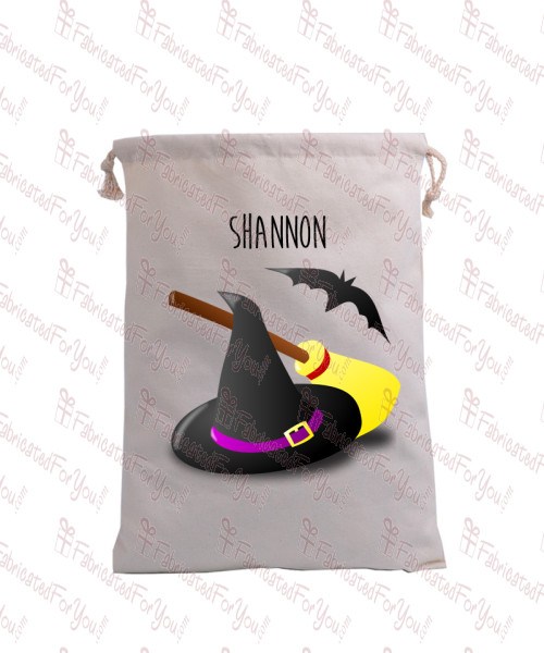 Witch Hat with Broom Trick or Treat Bag