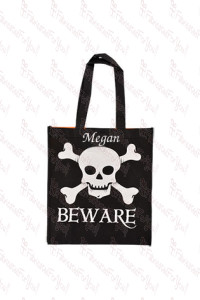Skull and Bones Black Trick or Treat Bag