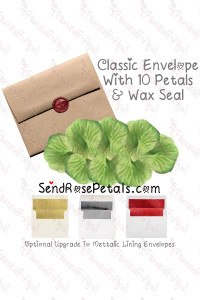 10 Silk Green Rose Petals With Wax Seal
