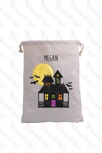 Colorful Haunted House Trick or Treat Bag