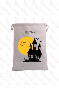 Haunted House with Moon Trick or Treat Bag