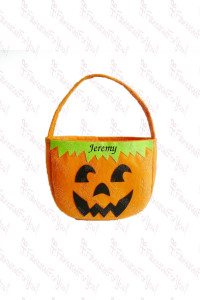 Round Pumpkin Green Top Felt Bucket