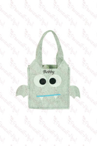Grey Bat With Wings Felt Bucket