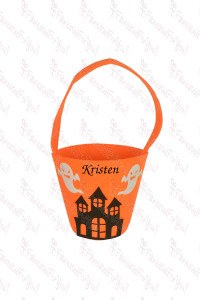 Ghost & Haunted House Felt Bucket