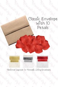 10 Silk Red Rose Petals With Envelope & Note