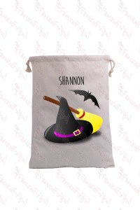 Witch Hat with Broom Trick or Treat Bag